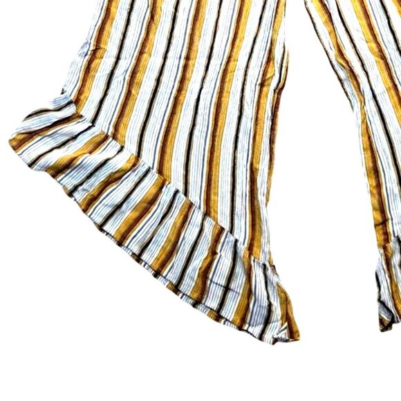 Angie Womens Smocked and Striped Ruffled Strapless Jumpsuit L - Picture 4 of 5